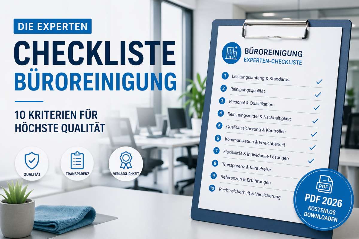 Beitragsbild für den Beitrag "Experten Checkliste für Büroreinigung Berlin 2026 PDF"